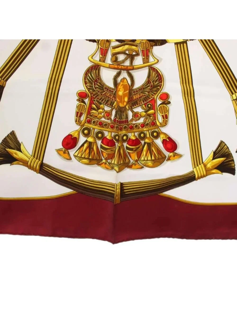 Hermes Carre 90 Caty Ancient Egypt Scarab Pectral Scarf Silk Red White